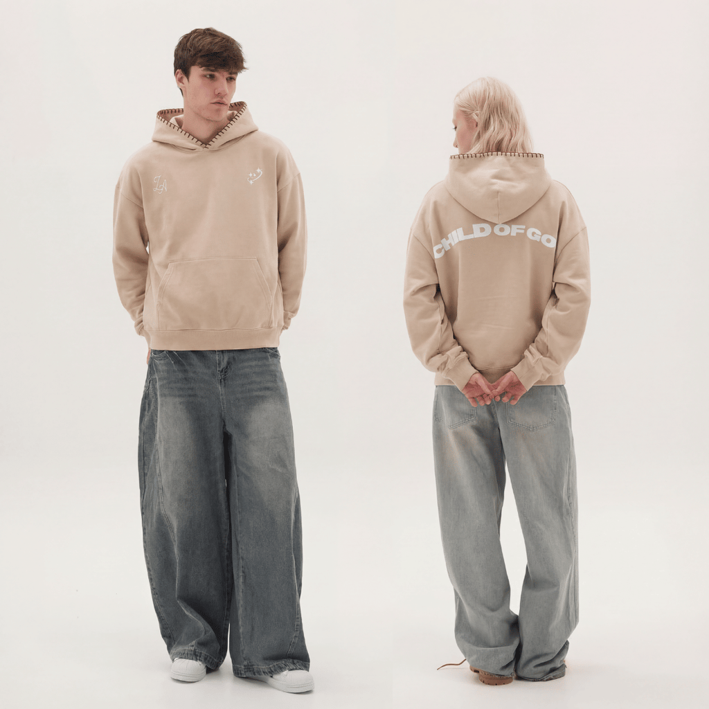 Stitched Hoodie in Tan